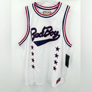 Invisible Bully x Bad Boy NEW Basketball Jersey BIGGIE 72 White Blue Red Size 3X